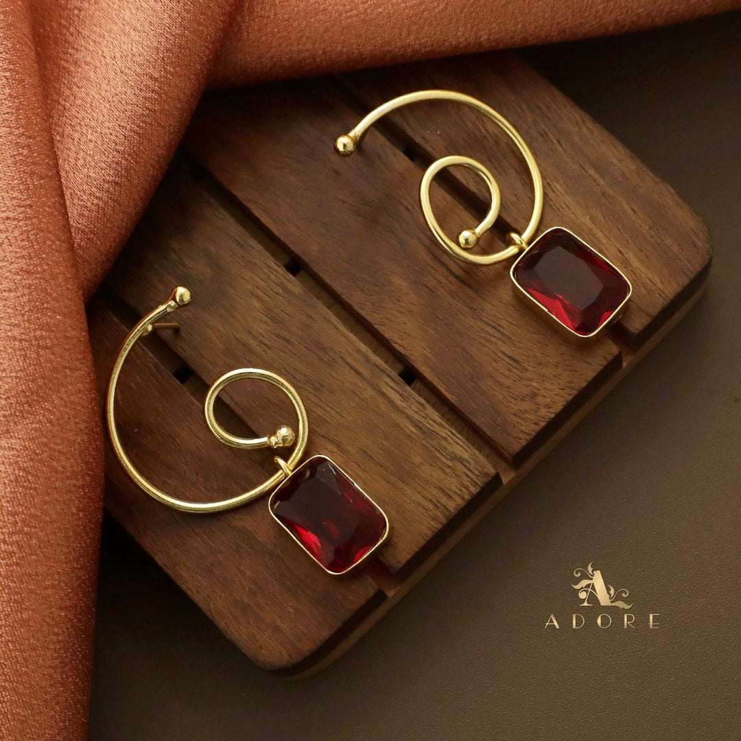 Glossy Rectangle Golden Six Earring