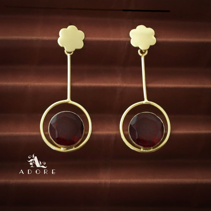 Golden Flower Glossy Pendulum Earring