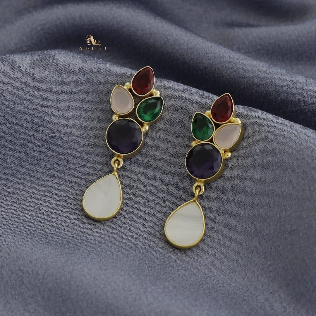 Tetra Drop + Round Glossy Earring