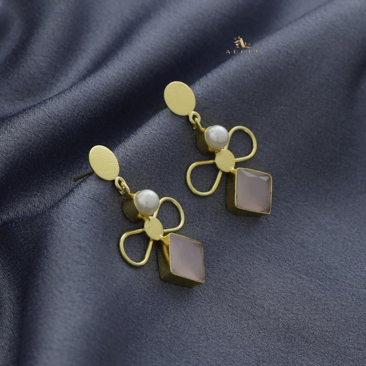 Pearly Ribbon Glossy Diamond Earring