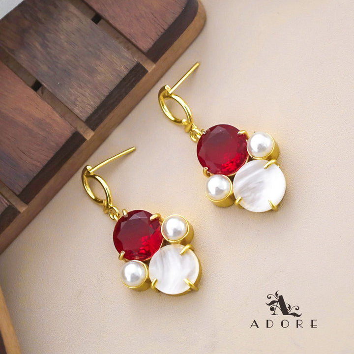 Riza Round Glossy + MOP Pearl Earring