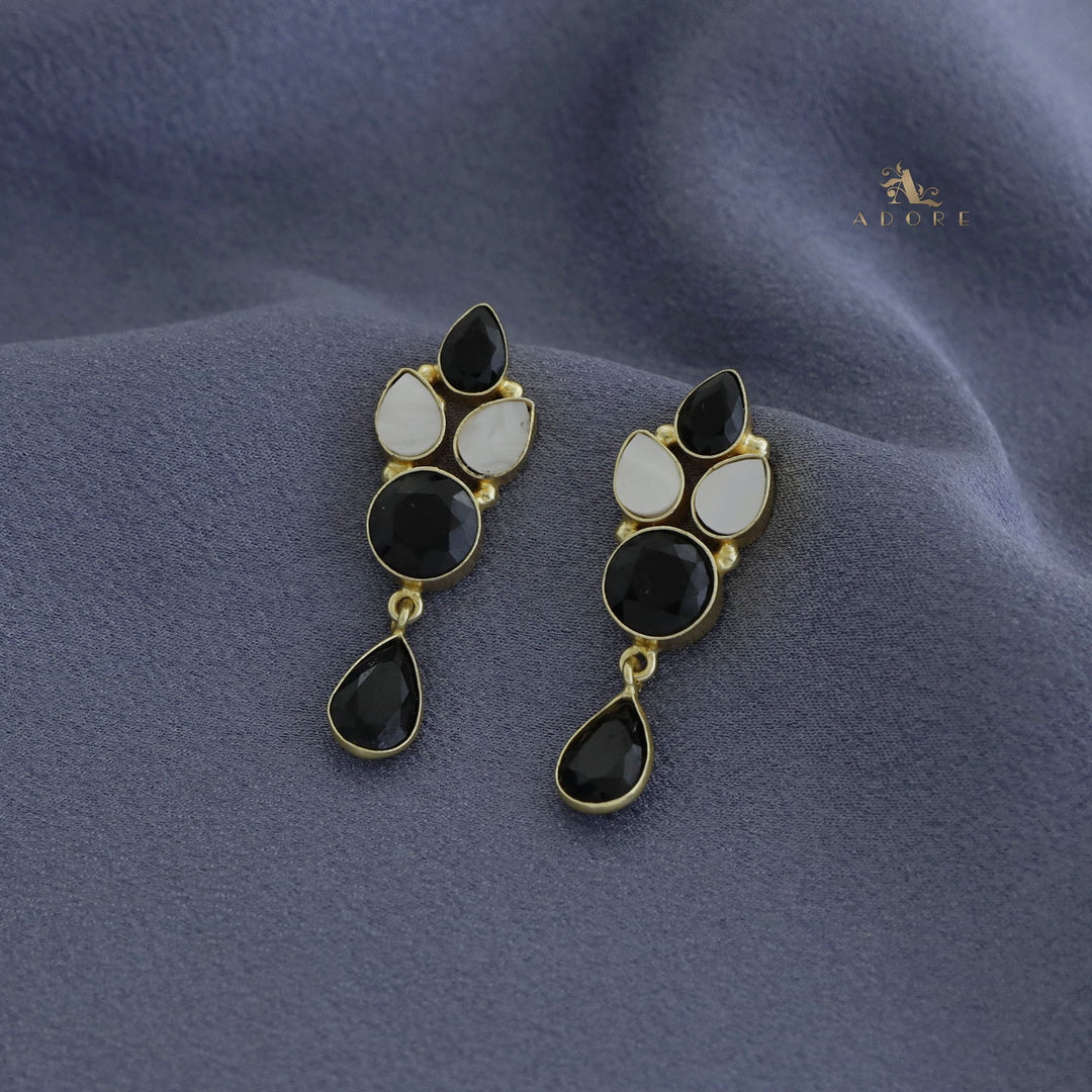 Tetra Drop + Round Glossy Earring