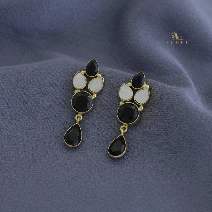 Tetra Drop + Round Glossy Earring