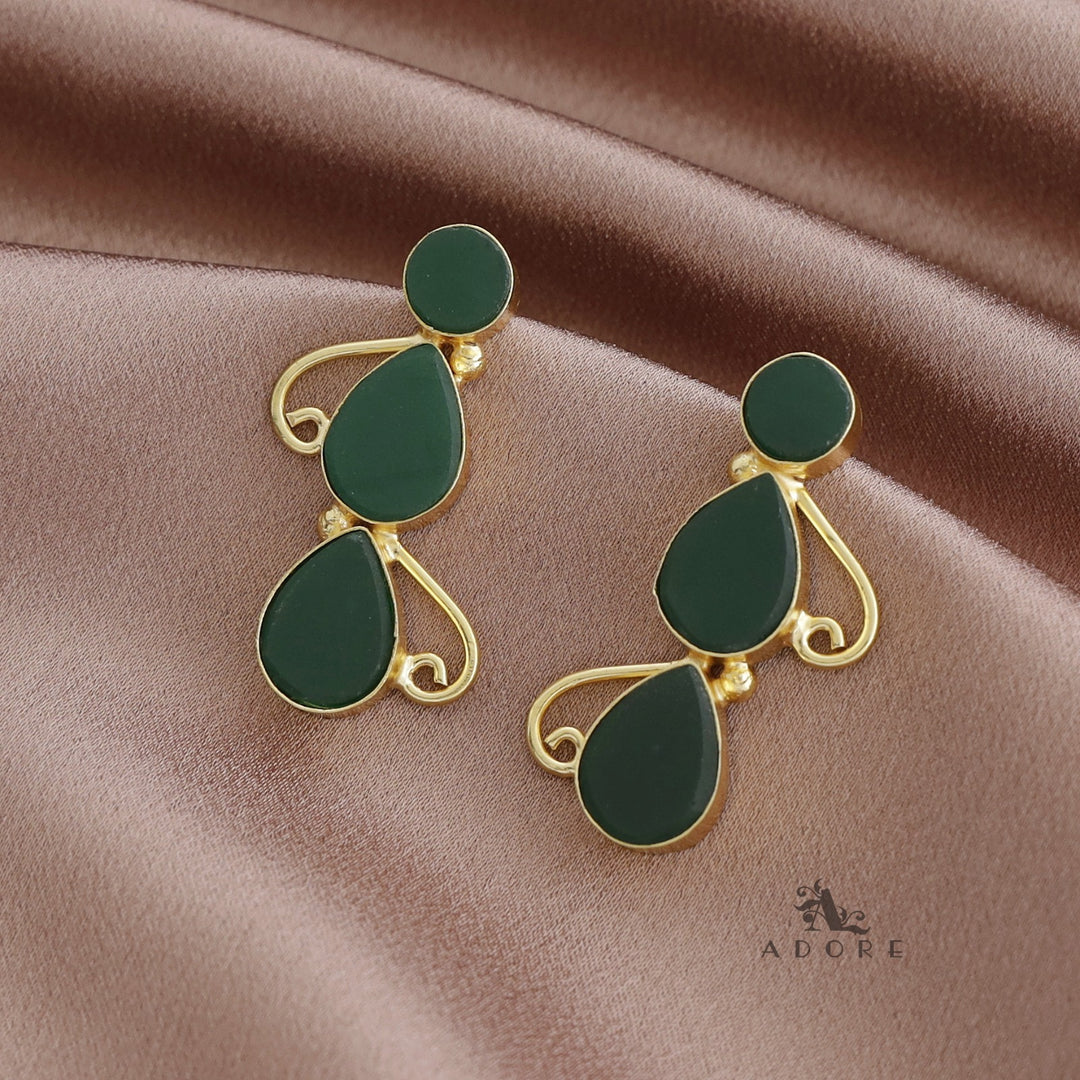 Ednora Round & Drop Raw Stone Earring