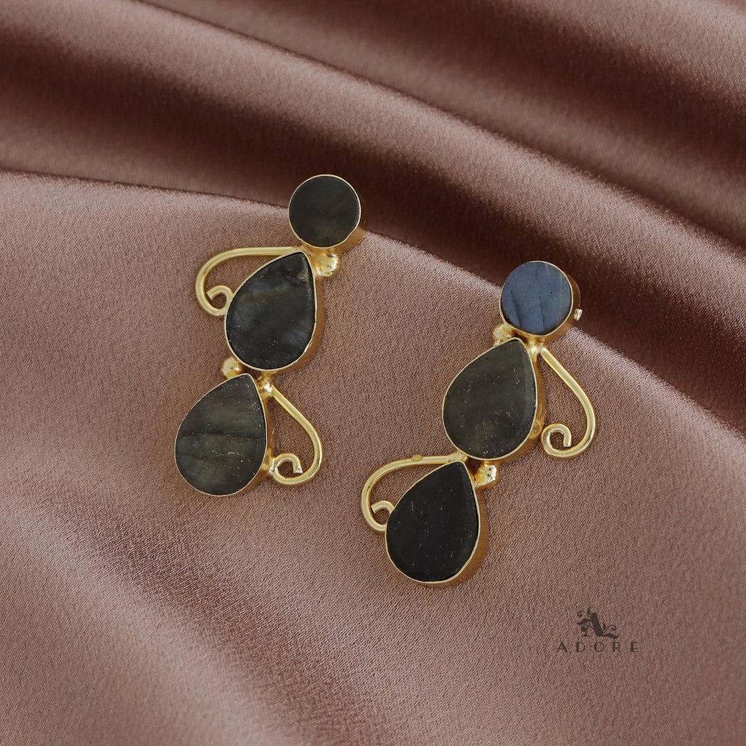 Ednora Round & Drop Raw Stone Earring