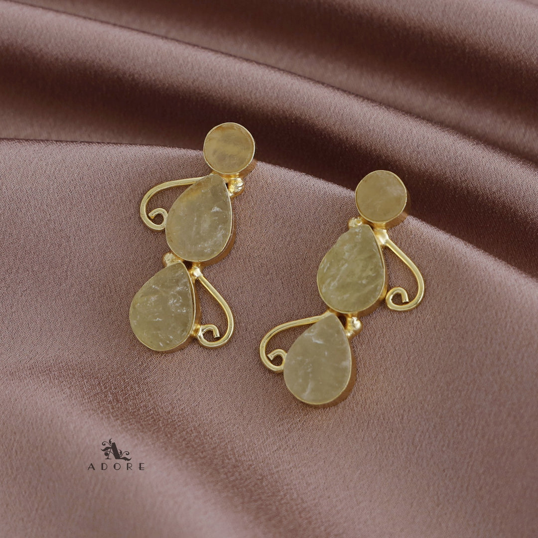 Ednora Round & Drop Raw Stone Earring