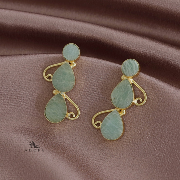 Ednora Round & Drop Raw Stone Earring