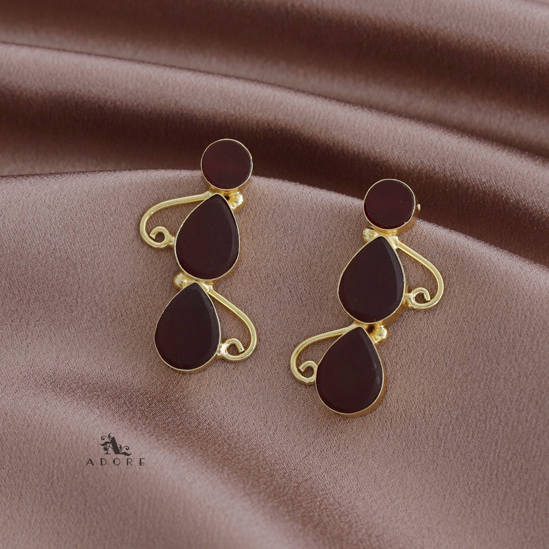 Ednora Round & Drop Raw Stone Earring