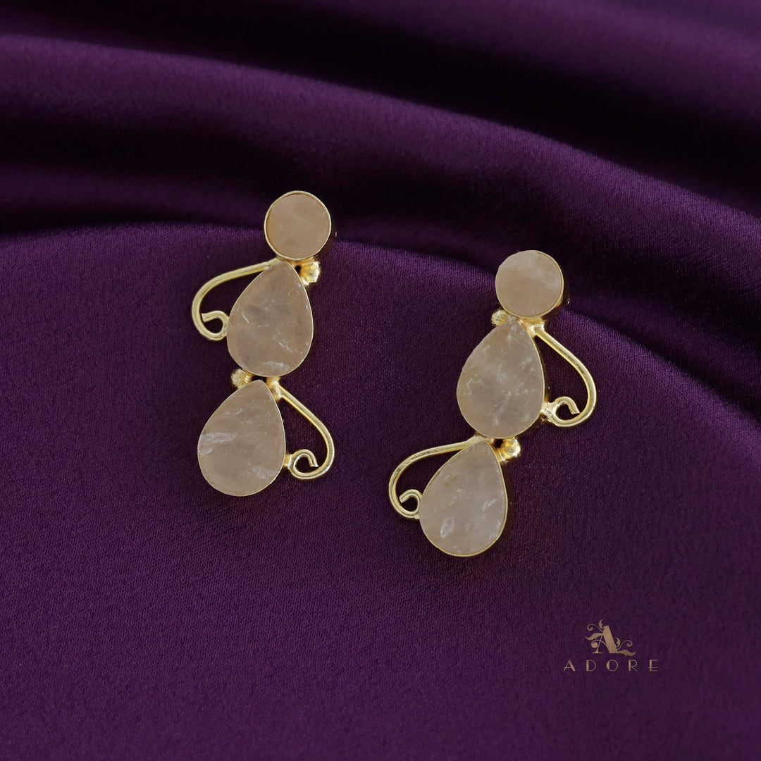 Ednora Round & Drop Raw Stone Earring