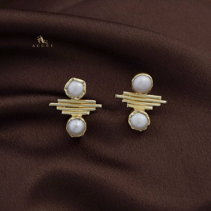 Golden Sticky Lines Dual Baroque Earring