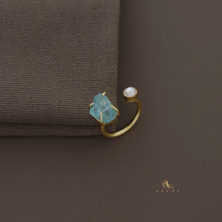 Ena Dyed Stone Plus Mini Pearl Ring