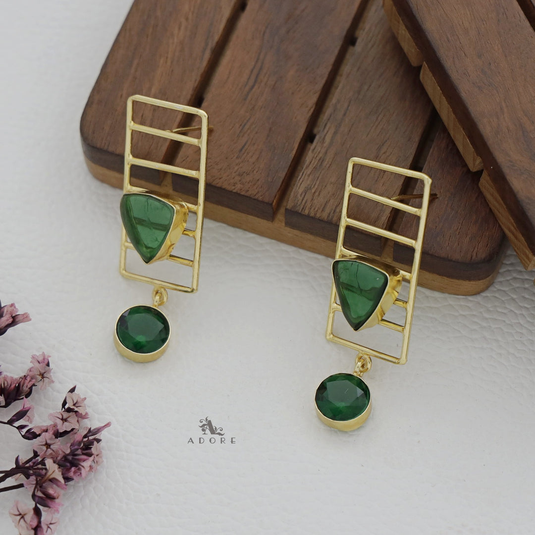 Golden Line Rectangle Window Earring