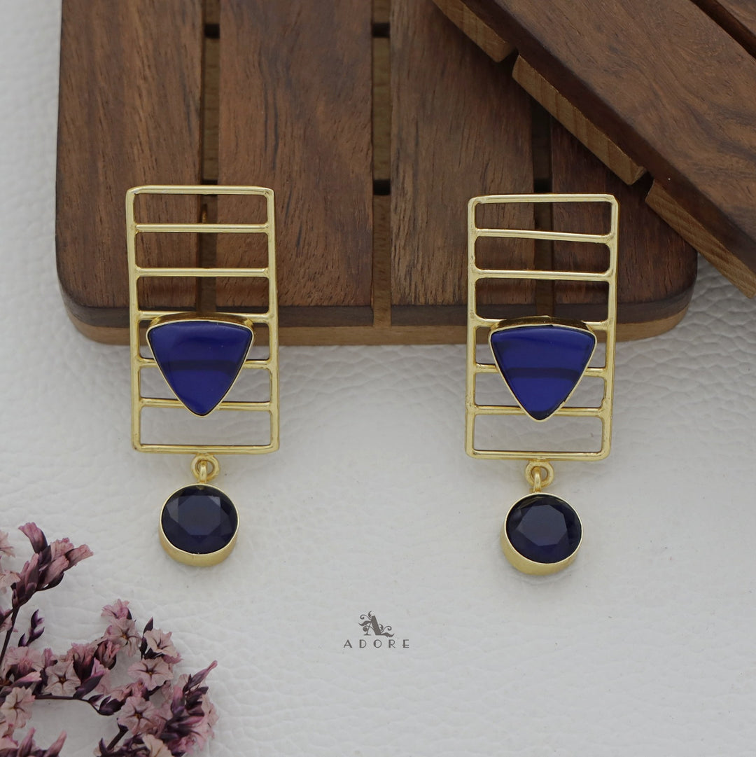 Golden Line Rectangle Window Earring