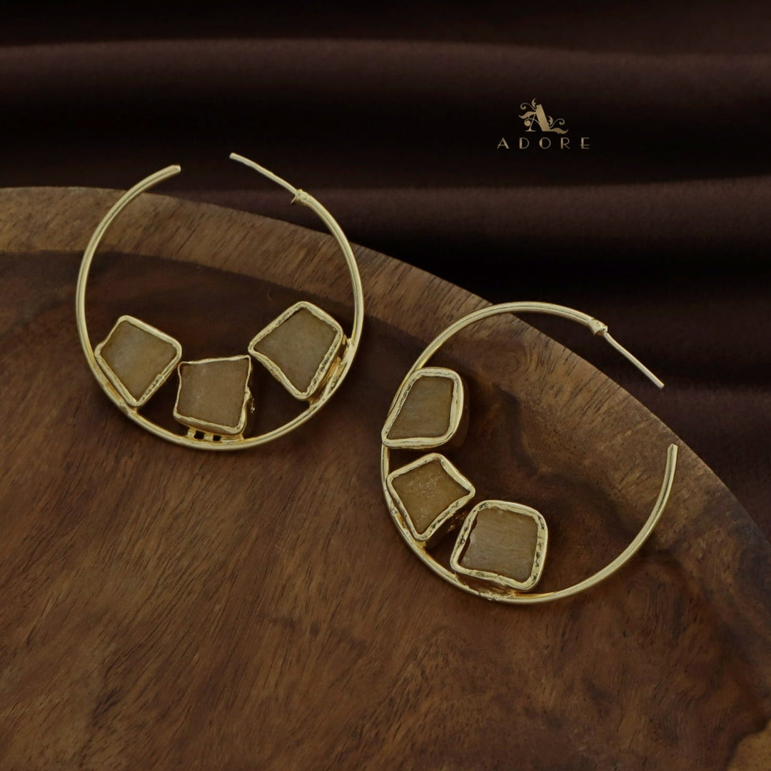 Frida Hoop 3 Raw Stone Earring