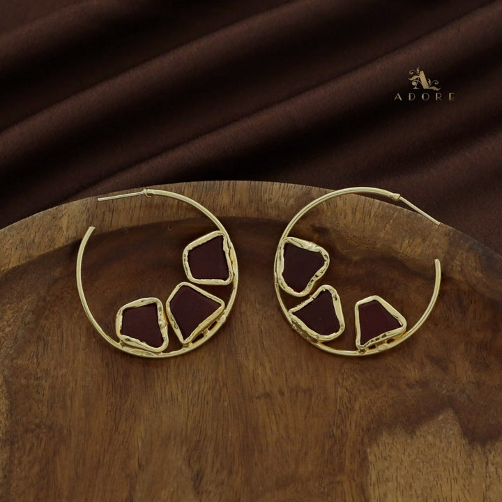 Frida Hoop 3 Raw Stone Earring