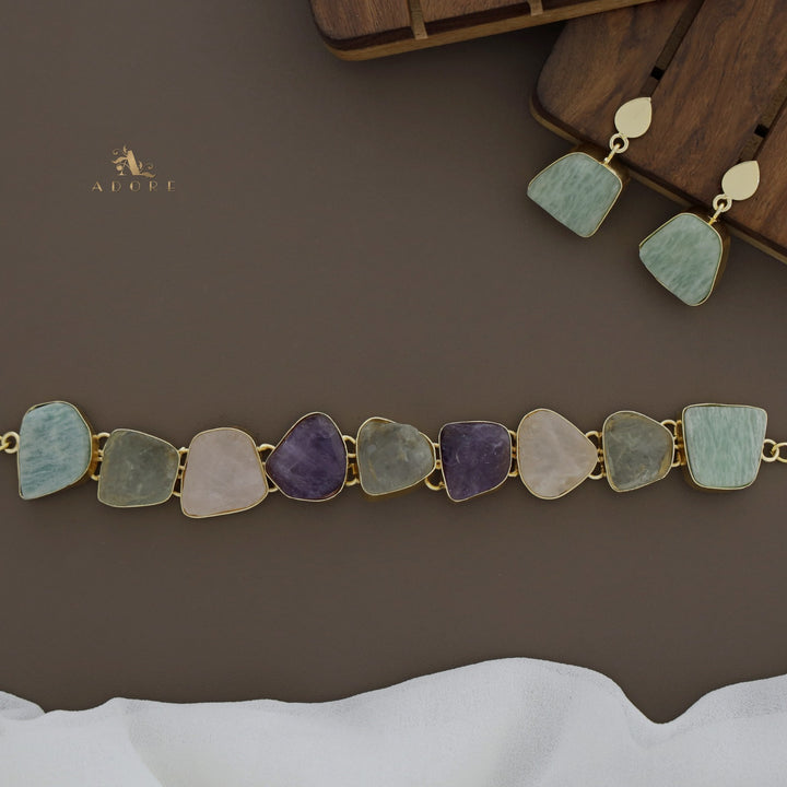 Alanteena Raw Stone Choker With Earring