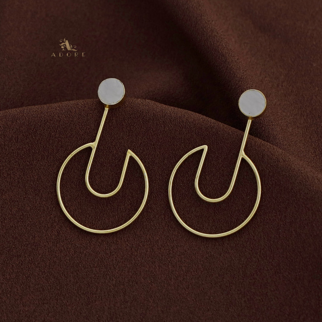 Golden Glossy Open Circle Pendulum Earring