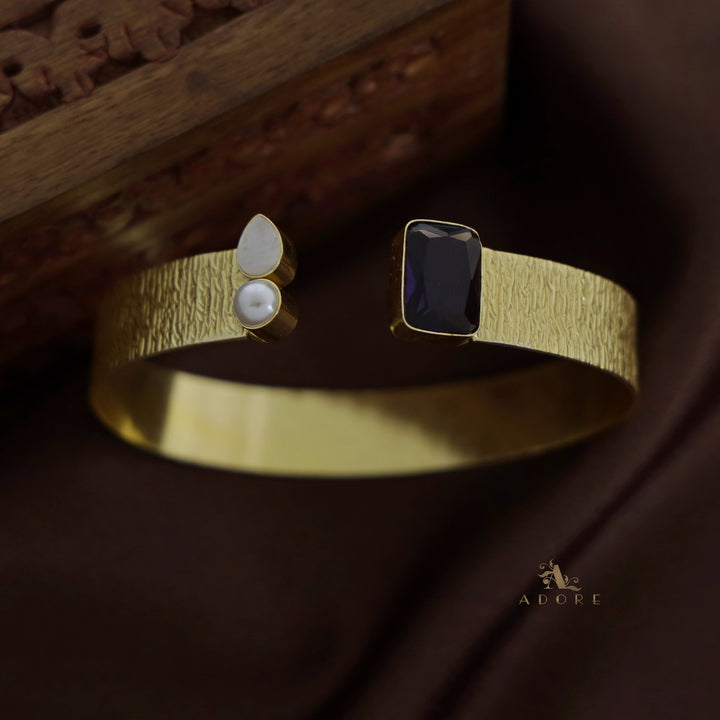 Textured MOP Drop + Pearl Glossy Rectangle Bangle