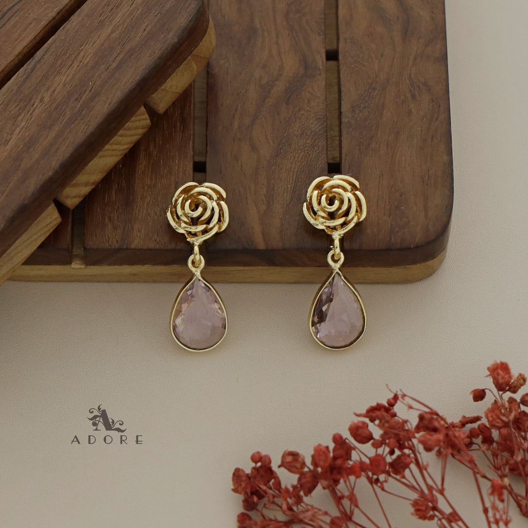 Rosette Drop Glossy Earring