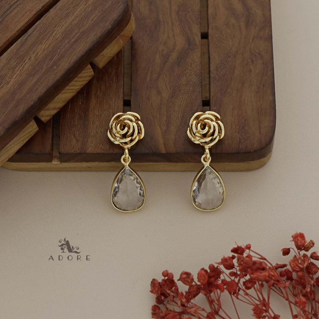 Rosette Drop Glossy Earring