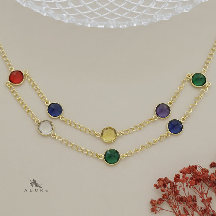 Glossy Alohi 8 Stone Double Layer Neckpiece