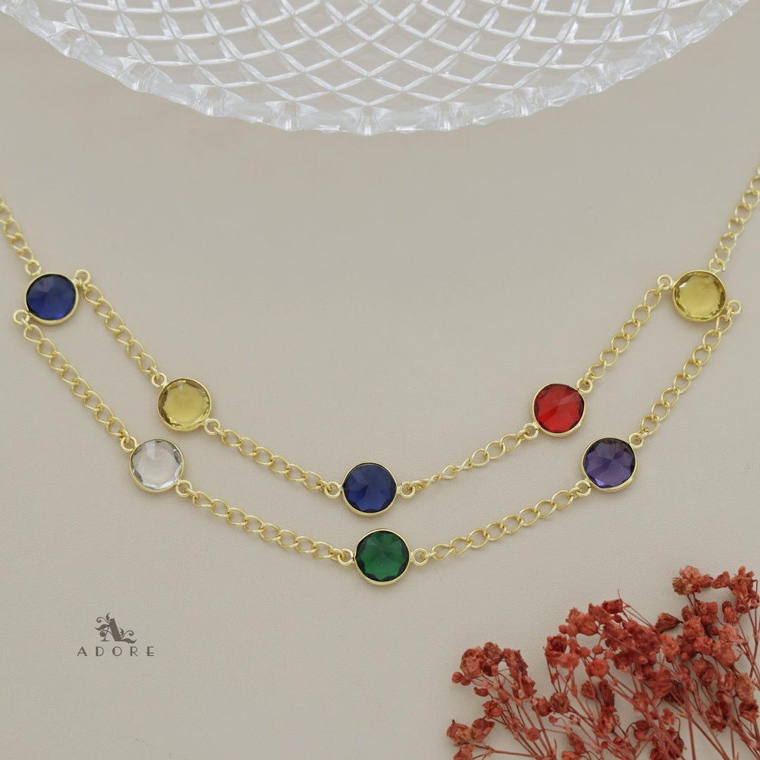 Glossy Alohi 8 Stone Double Layer Neckpiece