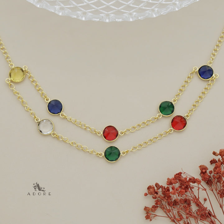 Glossy Alohi 8 Stone Double Layer Neckpiece