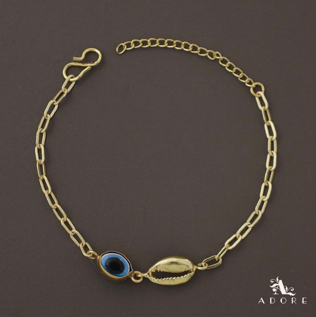 Evil Eye Golden Shell Chain Anklet