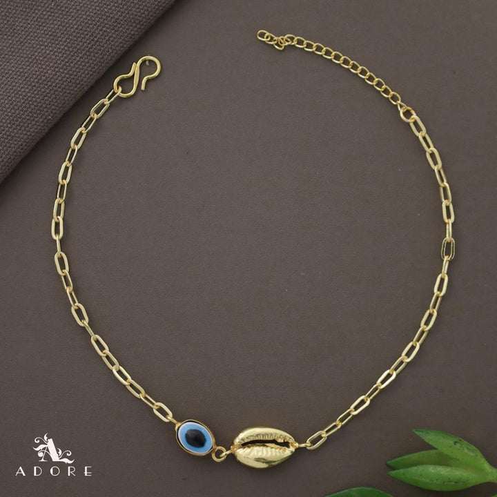 Evil Eye Golden Shell Chain Anklet