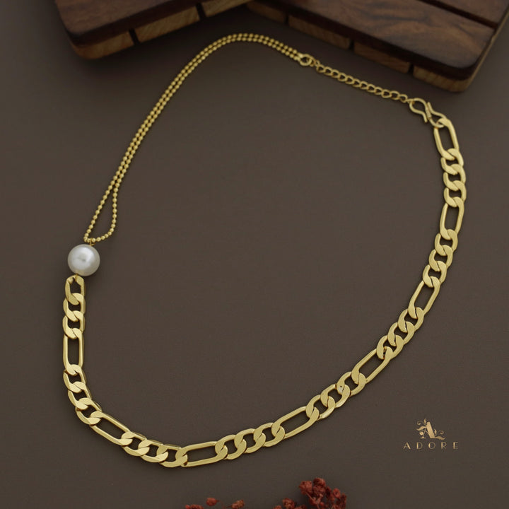 Golden Chainy Pearl Neckpiece