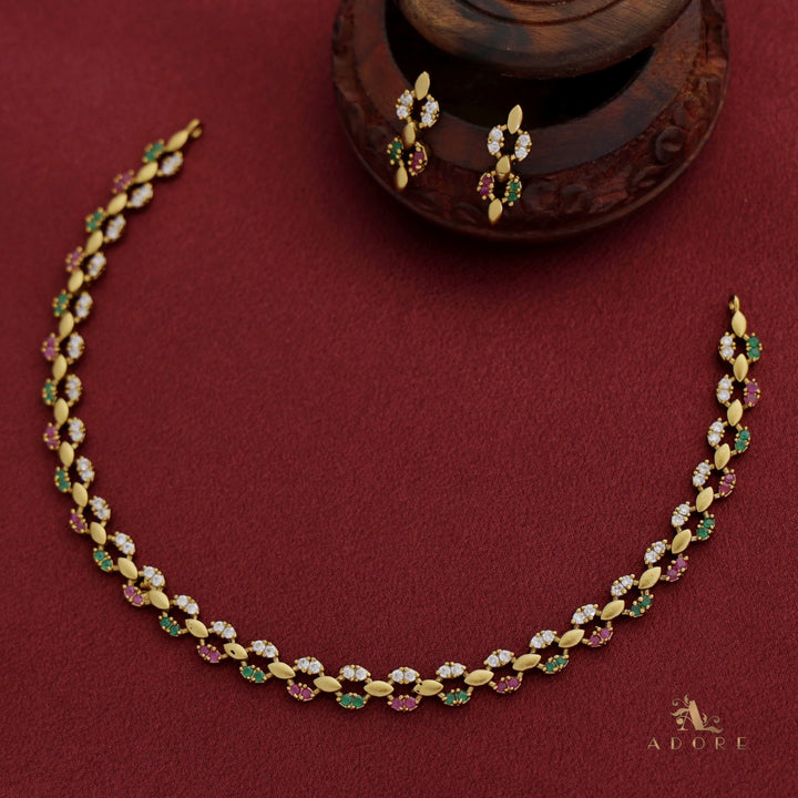 Brindha Short AD Neckpiece With Earring