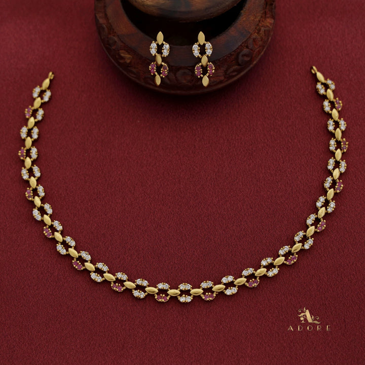 Brindha Short AD Neckpiece With Earring