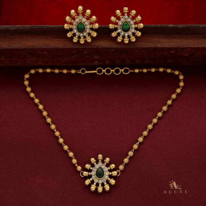 Charuvarsh Gold Ball Choker With Earring