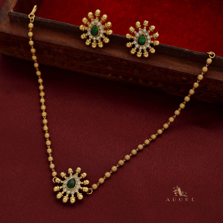 Charuvarsh Gold Ball Choker With Earring