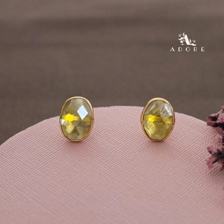 Golden Glossy Oval Stud