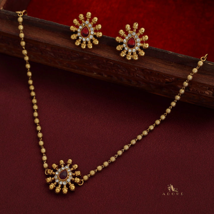 Charuvarsh Gold Ball Choker With Earring