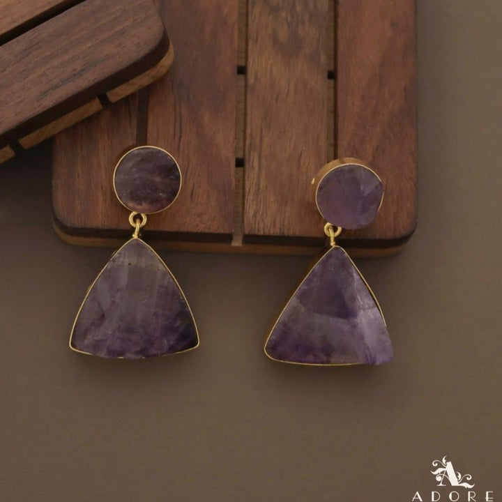 Raw Stone Triangle Earring (Colour Options)