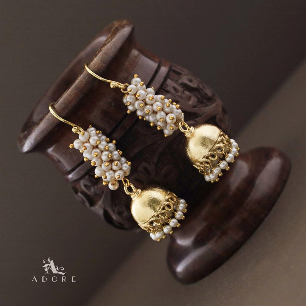 Medium Nashwa Cluster Pearl Jhumka Drop