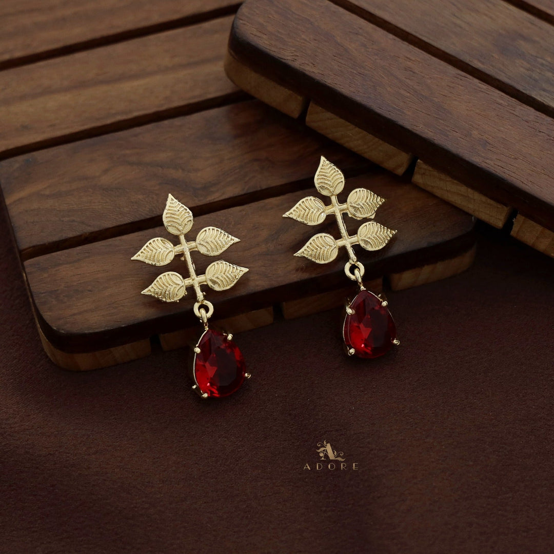 Ivanna 5 Leaf Drop Glossy Earring