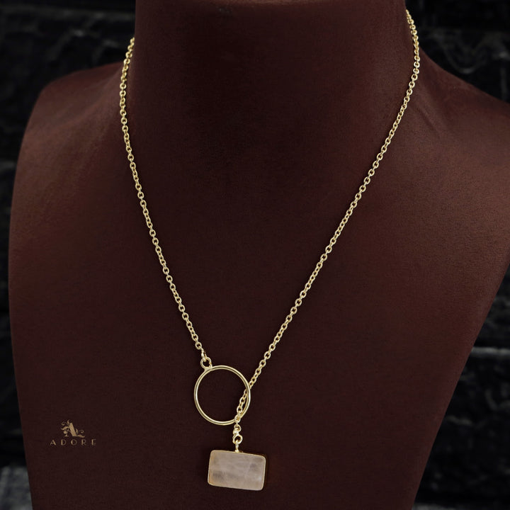 Skylar Raw Stone Rectangle Ring Lock Neckpiece