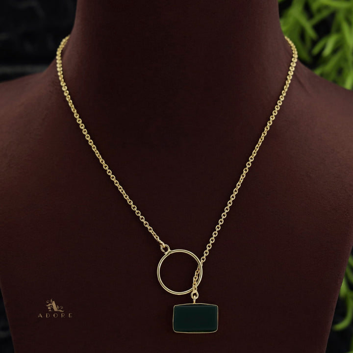 Skylar Raw Stone Rectangle Ring Lock Neckpiece