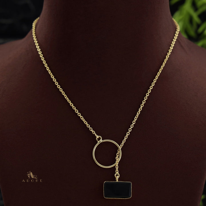 Skylar Raw Stone Rectangle Ring Lock Neckpiece