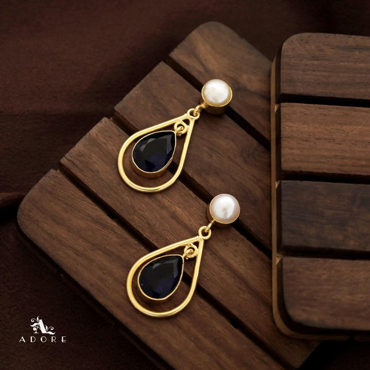 Pearly Golden And Glossy Dual Drop Earring