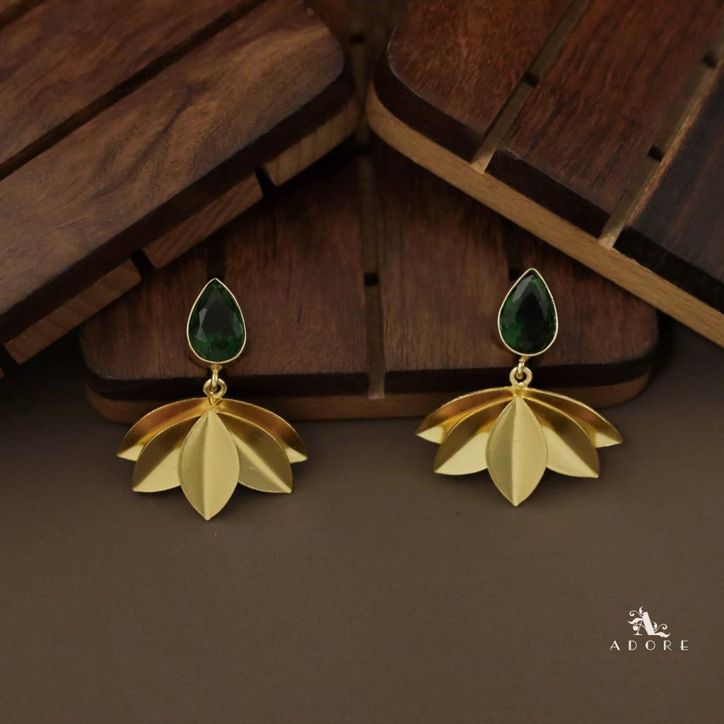 Mirah Rain Drop Glossy Leaf Earring