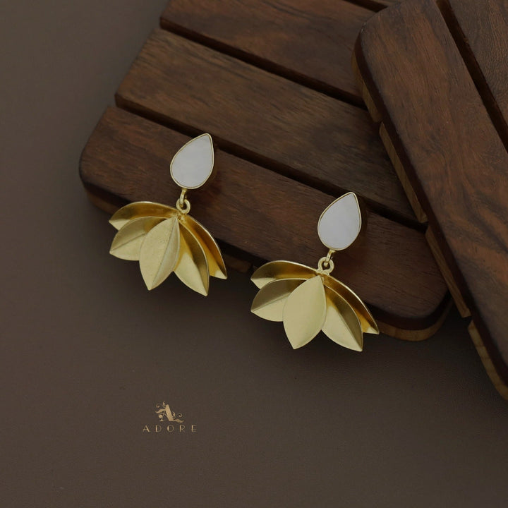 Mirah Rain Drop Glossy Leaf Earring