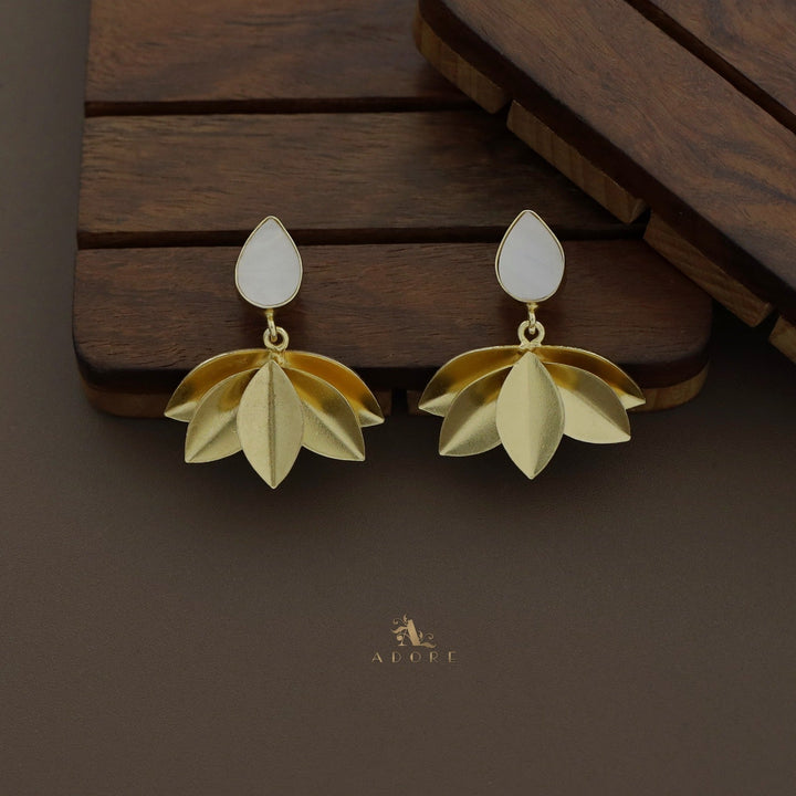 Mirah Rain Drop Glossy Leaf Earring