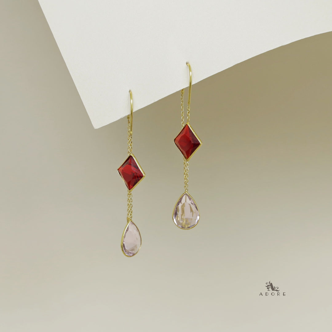 Glossy Diamond And Drop Needle And Thread Earring