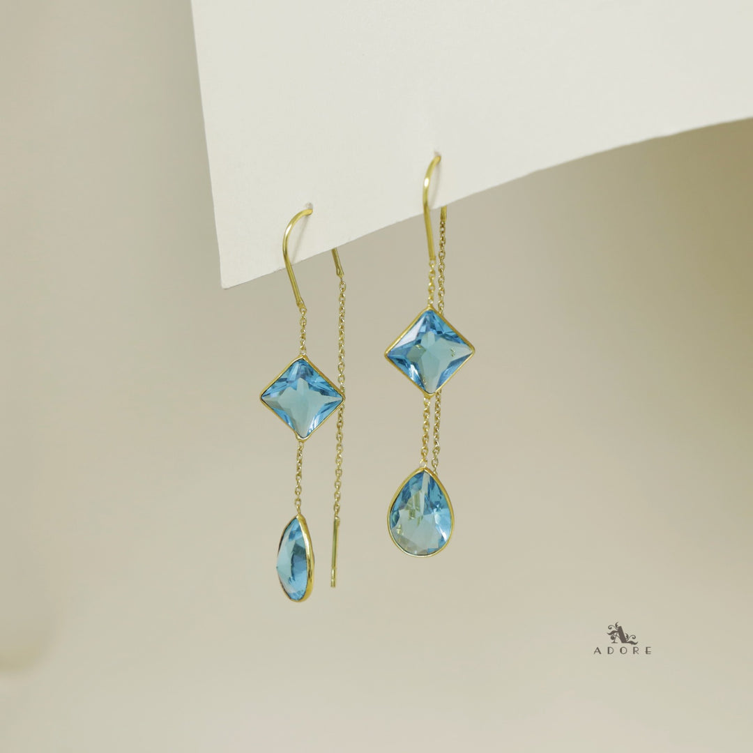 Glossy Diamond And Drop Needle And Thread Earring