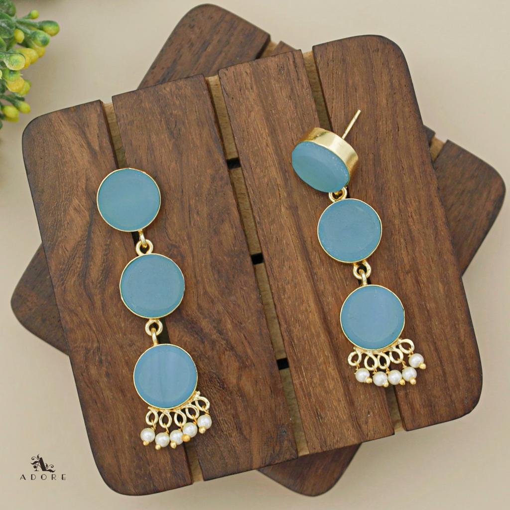 Three Step Raw Stone Earrings