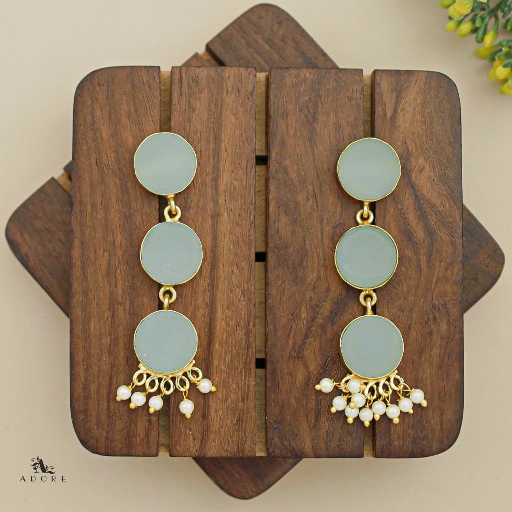 Three Step Raw Stone Earrings